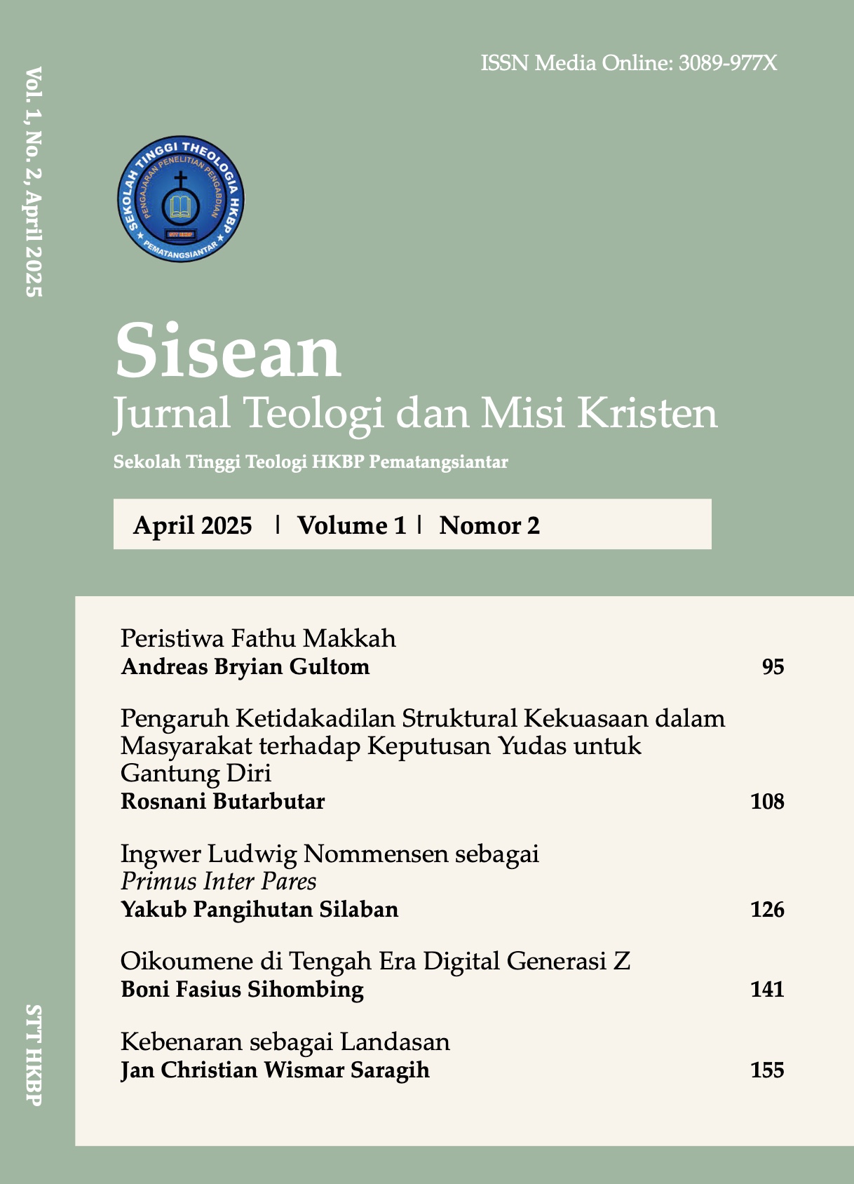 					View Vol. 1 No. 2 (2025): Sisean: Journal of Theology and Christian Mission
				